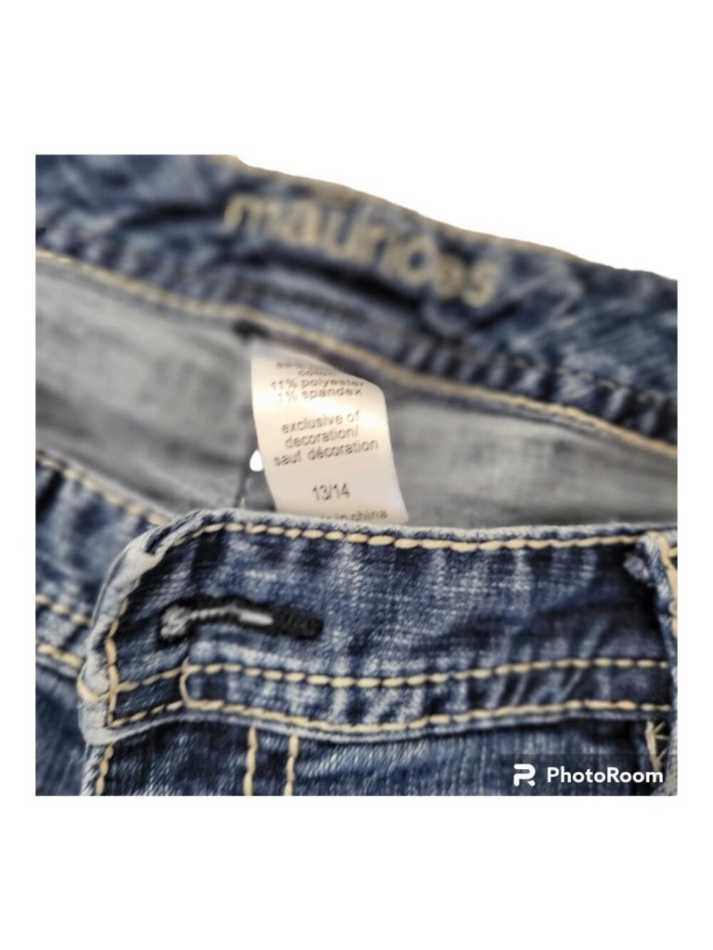 Maurices Distressed Blue Denim Jeans Size 13/14 Straight Leg Womens Casual Style - Picture 3 of 6